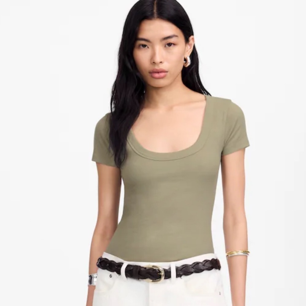 Madewell faded fatigue (Re)generative Cotton Ribbed Scoopneck Tee